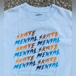 Y2K Skate Mental Skateboarding Heavy Cotton T-Shirt Size (M)